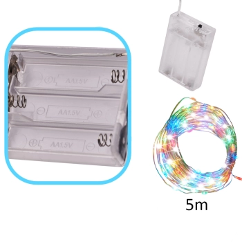 Lampki LED druciki dekoracyjne świąteczne choinkowe 5m 50LED multikolor