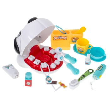 Chory ząbek dentysta zwierząt pies piesek zabawa wylecz zęba nauka weterynarz