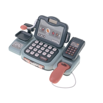 Kasa fiskalna sklepowa interaktywna skaner waga koszyk monety mikrofon światło dźwięk