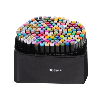 Markery dwustronne alkoholowe w etui 168 sztuk