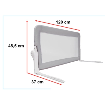 Barierka osłona ochronna do łóżka otwierana 120cm szara