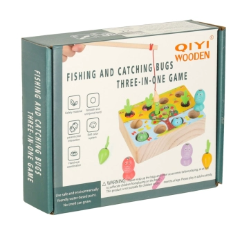 Gra drewniana montessori łowienie rybek marchewki robaczki
