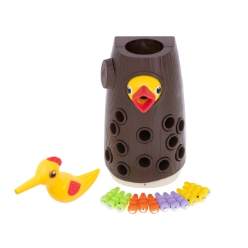 Gra montessori magnetyczna nakarm ptaszka złap robaczka głodny dzięcioł