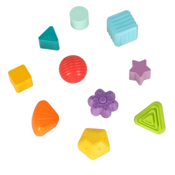 Kostka sensoryczna elastyczna układanka sorter kształtów zabawka wtykana 11 el.