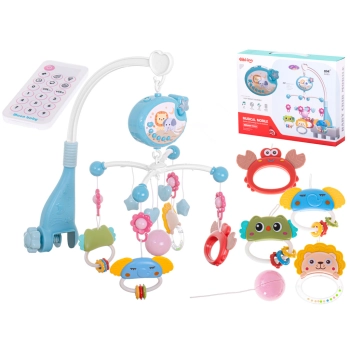 Karuzela projektor gwiazd do łóżeczka kołysanki niebieska z pilotem