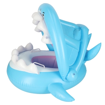 Kółko do pływania koło dmuchane dla niemowląt pontonik dla dzieci z siedziskiem z daszkiem rekin 23kg