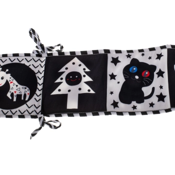 Książeczka sensoryczna kontrastowa miękka nauka widzenia ochraniacz do łóżeczka mata edukacyjna kształty dźwięki