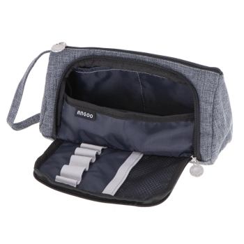 Piórnik szkolny dwukomorowy saszetka kosmetyczka rozkładany 3w1 szary