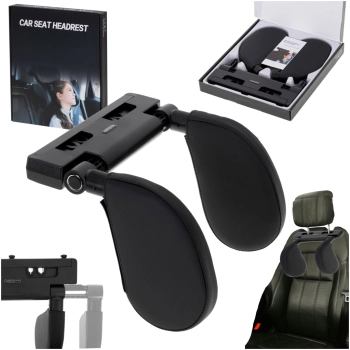 Zagłówek samochodowy poduszka podróżna oparcie na głowę szyje do samochodu regulowane czarny