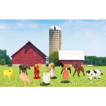 Zwierzęta figurki zwierzątka domowe gospodarcze farma inwentarz krowa koń 12szt