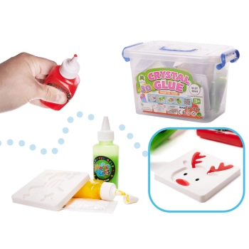 Klej żel kryształowy 3D crystal glue kreatywny zestaw w wiaderku 26el.