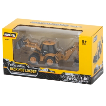 Koparka ładowarka metalowa z ruchomymi łyżkami Die-Cast H-toys 1704 1:50