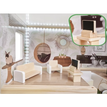 Domek dla lalek drewniany LULILO FLORO boho LED 78cm