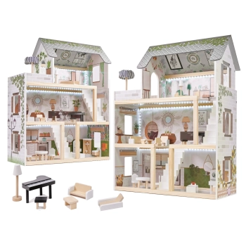 Domek dla lalek drewniany LULILO FLORO boho LED 78cm