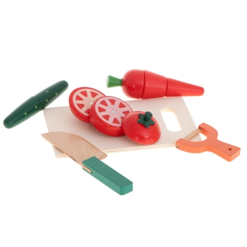 Warzywa drewniane do krojenia na magnes w skrzynce + akcesoria