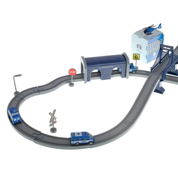 Kolejka elektryczna pociąg policja autka 92 elementy ~300cm