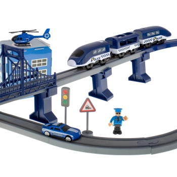 Kolejka elektryczna pociąg policja autka 92 elementy ~300cm