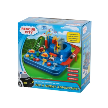 Tor przeszkód interaktywny samochodowy wyścigi parking 4 pojazdy auto radiowóz ambulans helikopter 32x32cm XXL