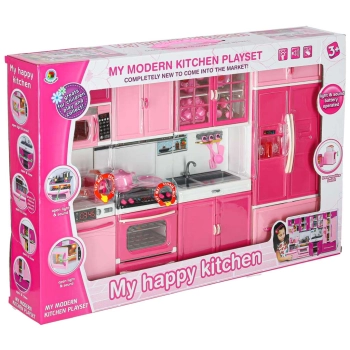 Mebelki dla lalek kuchnia 4 segmenty dźwięki LED 48cm