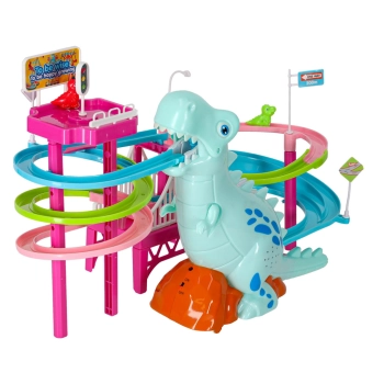 Tor wyścigowy dinozaur zjeżdżalnia ruchome schody LED dźwięk