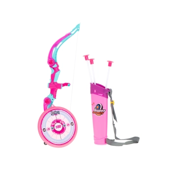 Łuk ze strzałami i tarczą zestaw strzelecki różowy