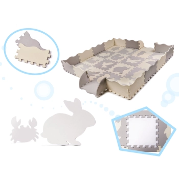 Mata edukacyjna piankowa puzzle szara ecru 36 elementów 150x150cm