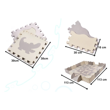 Mata edukacyjna piankowa puzzle szara ecru 36 elementów 150x150cm