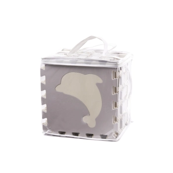 Mata edukacyjna piankowa puzzle szara ecru 36 elementów 150x150cm