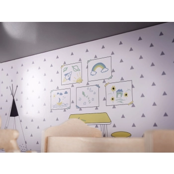 Domek dla lalek drewniany mebelki 70cm szary