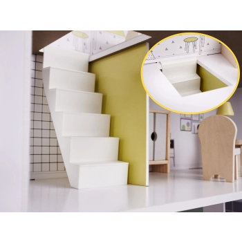 Domek dla lalek drewniany mebelki 70cm szary