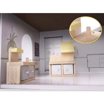 Domek dla lalek drewniany mebelki 70cm szary