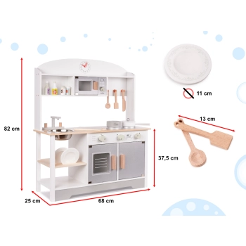 Kuchnia dla dzieci drewniana MDF MODERN CLASSIC akcesoria 82cm