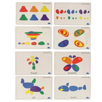 Kamyki kreatywne kolorowe układanka montessori 65 el.