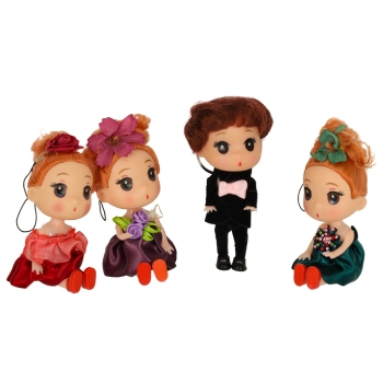 Lalka lalki do domku dla lalek 3 dziewczynki + 1 chłopczyk zestaw 4szt. 12cm