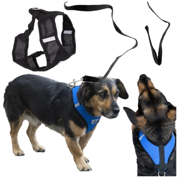 Szelki bezuciskowe spacerowe regulowane odblask dla psa kota + smycz rozmiar XL