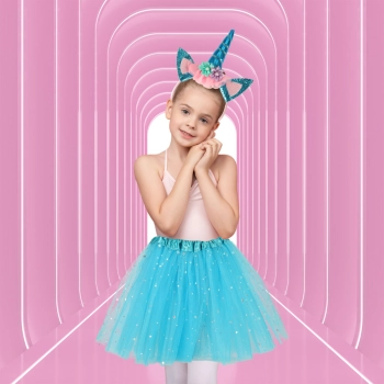 Kostium strój karnawałowy przebranie Jednorożec opaska+ spódniczka niebieski 3-6lat