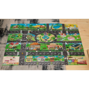 Mata edukacyjna do zabawy miasto ulica + znaki drogowe wodoodporna kolorowa 130x100cm