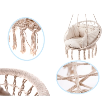 Huśtawka LULILO fotel bocianie gniazdo z poduszką ecru 80cm 150kg