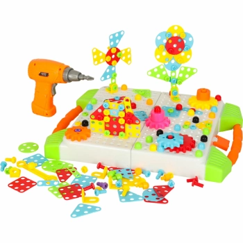 Wkrętarka wiertarka śrubki klocki konstrukcyjne zestaw majsterkowicza walizka 181 elementów