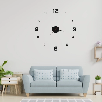 Zegar ścienny do salonu kuchni DIY naklejany nowoczesny 3D czarny 4 duże cyfry