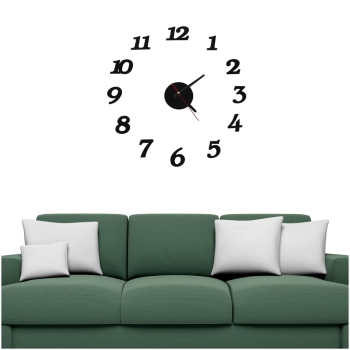 Zegar Ścienny naklejany DIY regulowany nowoczesny czarny 12 godzin