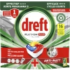 Dreft Platinum Plus All in One Anti-Matt Kapsułki do Zmywarki 16 sztuk