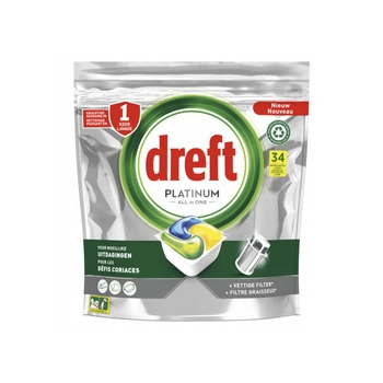 Dreft Platinum All in One Citron Kapsułki do Zmywarki 34 szt.