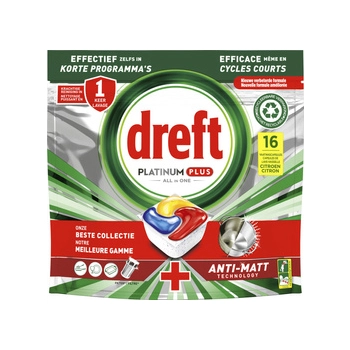 Dreft Platinum Plus All in One Anti-Matt Kapsułki do Zmywarki 16 sztuk