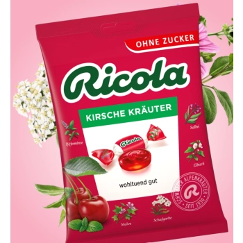 Ricola Kirsche Kräuter Cukierki bez Cukru 75 g