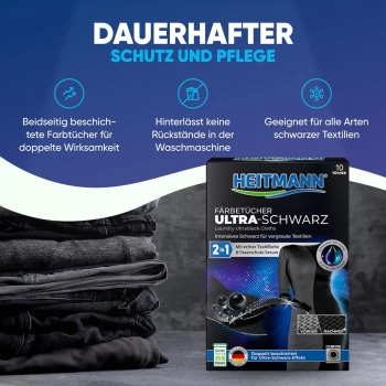 Heitmann Ultra Schwarz 2in1 Chusteczki Odnawiające Czerń 12 szt.