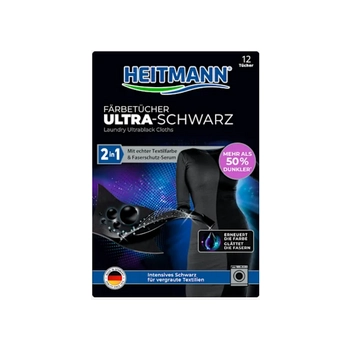 Heitmann Ultra Schwarz 2in1 Chusteczki Odnawiające Czerń 12 szt.