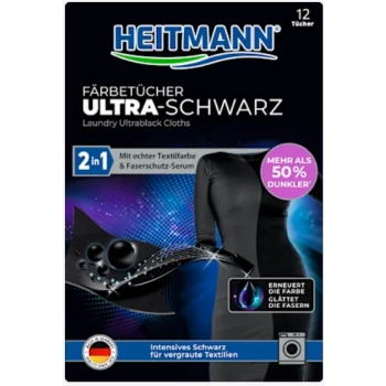 Heitmann Ultra Schwarz 2in1 Chusteczki Odnawiające Czerń 12 szt.