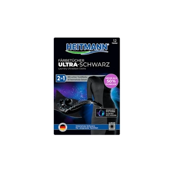 Heitmann Ultra Schwarz 2in1 Chusteczki Odnawiające Czerń 12 szt.