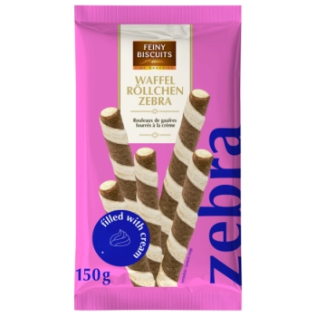 Feiny Biscuits Rurki Waflowe z Nadzieniem Zebra 150 g